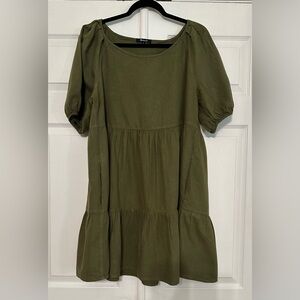 Madewell Olive Green Tiered Dress. Size XL